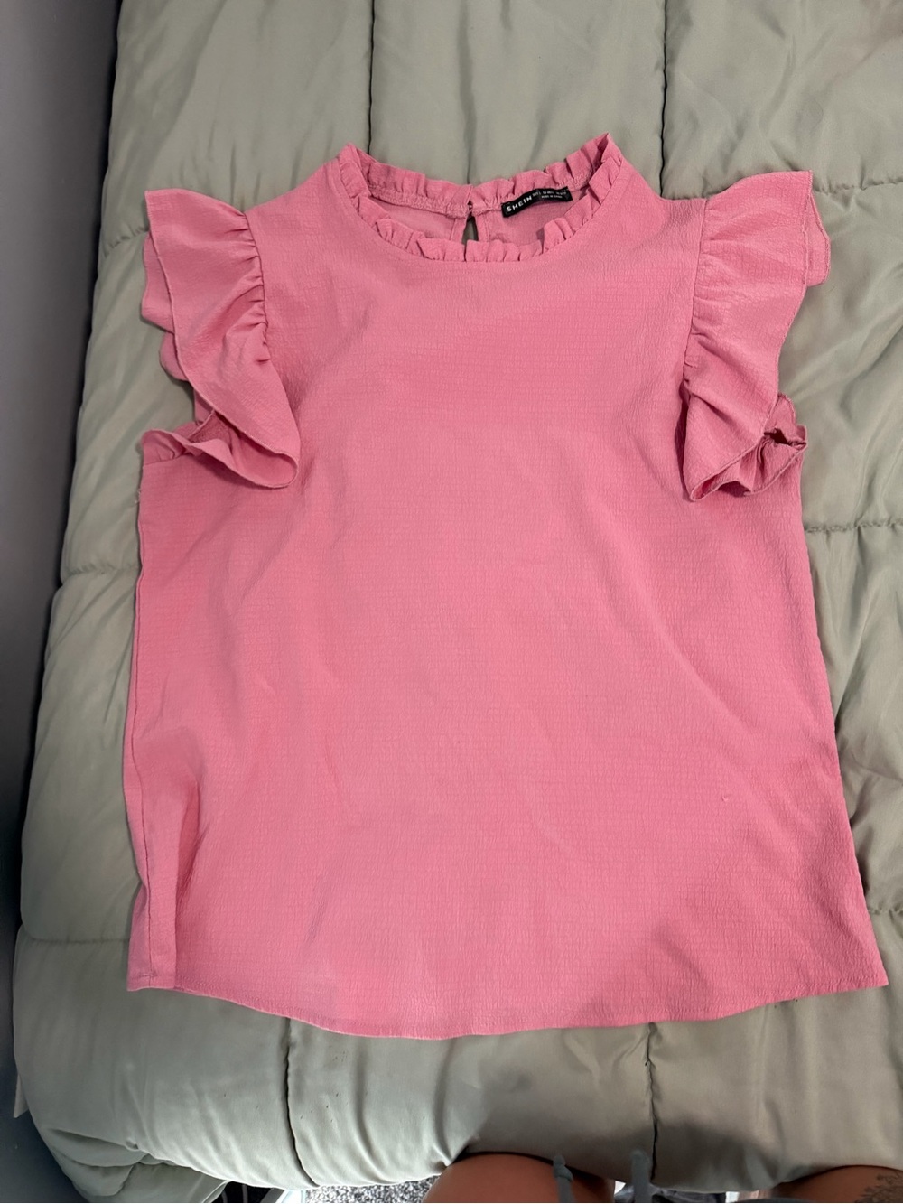 SHEIN Pink Ruffle Sleeve Blouse